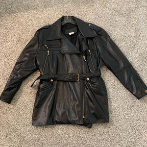 The Leather Ranch Women's Jacket with Belt Biker Vintage